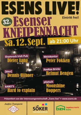 Am 12.09.2026 - ESENS LIVE! (Kneipennacht) (Bild vergr&ouml;&szlig;ern)