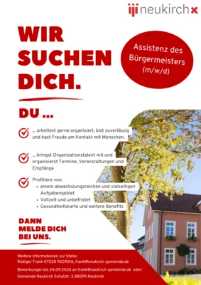 Wir suchen dich! Assistenz des Bürgermeisters (m/w/d) (Bild vergr&ouml;&szlig;ern)