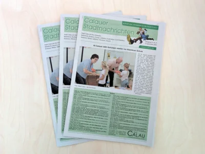 Titelseite der aktuellen Ausgabe der Calauer Stadtnachrichten inkl. Amtsblatt. (Bild vergr&ouml;&szlig;ern)