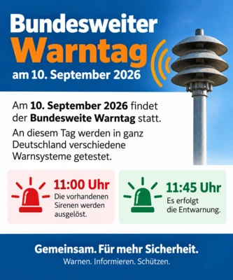 Bundesweiter Warntag am 10. September 2026