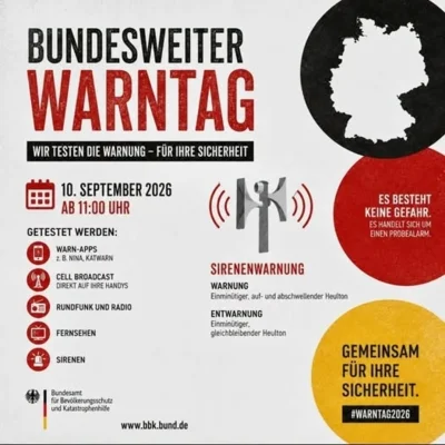 Bundesweiter Warntag am 10.09.2026