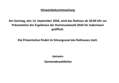 Hinweisbekanntmachung - Präsentation der Ergebnisse (Bild vergr&ouml;&szlig;ern)