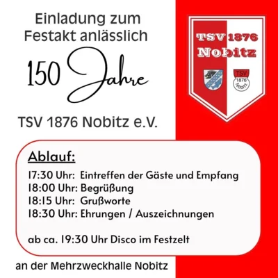 02.10.2026 - Festakt anlässlich 150 Jahre TSV 1876 Nobitz e.V. (Bild vergr&ouml;&szlig;ern)