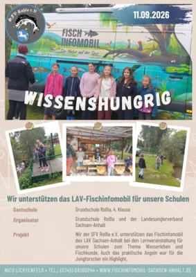 Fischinfomobil bei der Grundschule Roßla und dem Anglerverein, dem SFV Roßla zu Gast