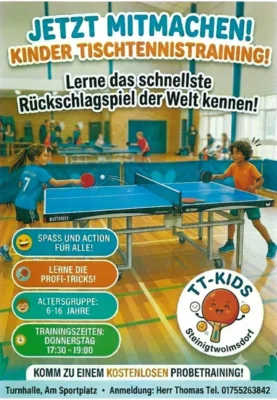 Aufruf zum Probetraining Kindertischtennis (Bild vergr&ouml;&szlig;ern)