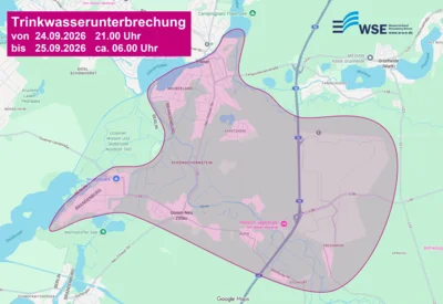 Übersichtskarte Trinkwasserunterbrechung