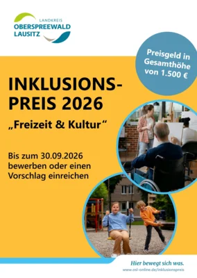 Noch bis zum 30. September bewerben: Inklusionspreis 2026 würdigt Engagement für Teilhabe in Freizeit und Kultur (Bild vergr&ouml;&szlig;ern)