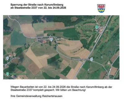 Sperrung der Straße nach Kerum/Ilmberg