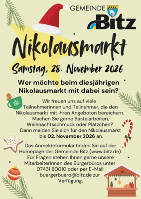 Meldung: Nikolausmarkt 2026 - Jetzt anmelden