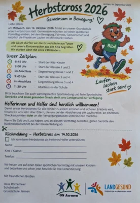 So sieht der Elternbrief zum diesjährigen Herbst-Crosslauf der Grundschule Jarmen aus.