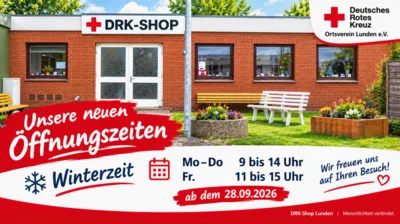 Neue öffnungszeiten im DRK Shop