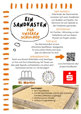 Meldung: Spendenaufruf: Ein Sandkasten für unsere Kinder