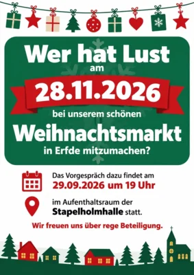 Aufruf an die Erfder Vereine, Verbände und Institutionen für den diesjährigen Weihnachtsmarkt (Bild vergr&ouml;&szlig;ern)