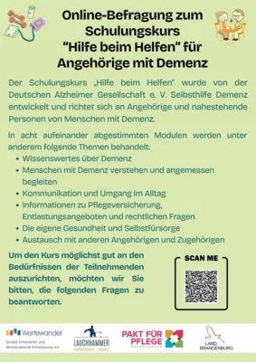 Pflege vor Ort Lauchhammer:   Online-Befragung zum Kurs „Hilfe beim Helfen“