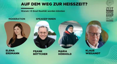 Auf dem Weg zur Heißzeit? Warum +3 Grad Realität werden könnten | ZEIT WISSEN Kongress 2026 (Bild vergr&ouml;&szlig;ern)