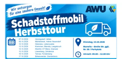 Tourenplan des Schadstoffmobils – Herbsttour 2026