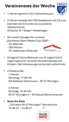 Vereinsnews der Woche