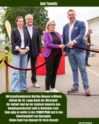 Wirtschaftsministerin Martina Klement eröffnet gemeinsam mit Amtsdirektor Thomas Kresse die 20. Lange Nacht der Wirtschaft (Bild vergr&ouml;&szlig;ern)