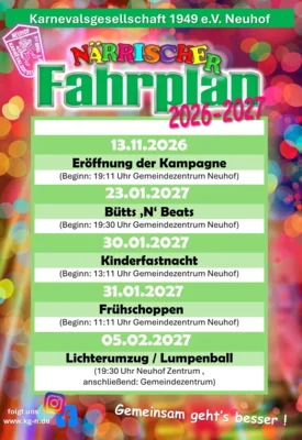Närrischer Fahrplan 2026 / 2027