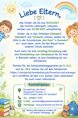 Schulanmeldung 2027 an der Grundschule Damsdorf (Bild vergr&ouml;&szlig;ern)