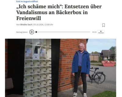 Artikel des SHZ vom 05.10.2026 zum Thema Vandalismus/Marktbox