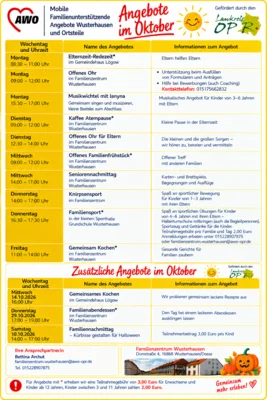 Monatsplan Oktober 2026 Familienzentrum "Mittendrin"
