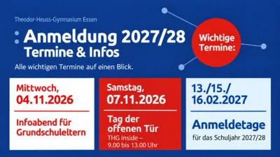 Termine & Infos zu den Anmeldungen für das Schuljahr 2027/28