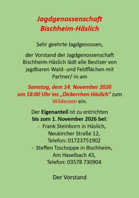 Jagdgenossenschaft Bischheim-Häslich (Bild vergr&ouml;&szlig;ern)
