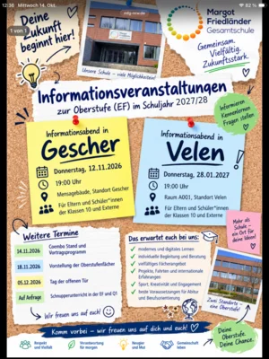 Meldung: Informationstermine für die gymnasiale Oberstufe