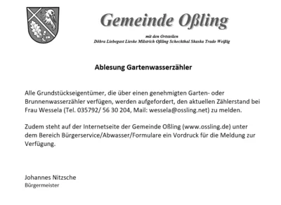 Ablesung Gartenwasserzähler (Bild vergr&ouml;&szlig;ern)