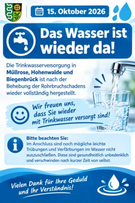 Wasserversorgung wieder hergestellt! (Bild vergr&ouml;&szlig;ern)