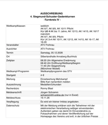Ausschreibung - 4. Siegmund-Schuster-Gedenkturnen/Turnkreis IV - für Details auf MEHR - klicken (Bild vergr&ouml;&szlig;ern)