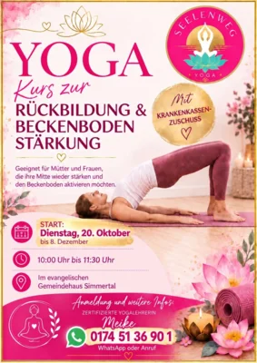 Plakat "Yoga Kurs zur Rückbildung und Beckenbodenstärkung" (Bild vergr&ouml;&szlig;ern)