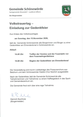 Gedenkfeier zum Volkstrauertag