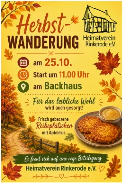Herbstwanderung 25.10.2026  11:00Uhr Backhaus