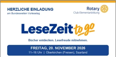Anlässlich des Bundesweiten Vorlesetages am Freitag 20.11.2026 verschenkt der Rotary Club Elementarbildung Kinder- und Jugendbücher für 3- bis 18-Jährige! (Bild vergr&ouml;&szlig;ern)