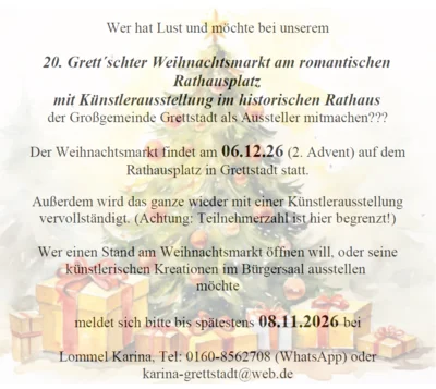Meldung: Stand auf dem Grettschter Weihnachtsmarkt