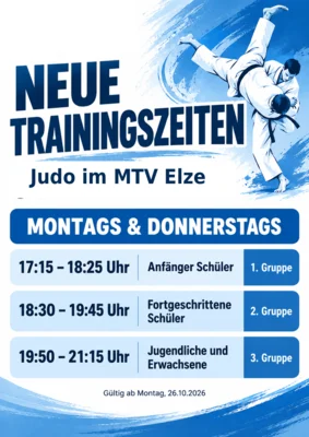 Judo geänderte Trainingszeiten