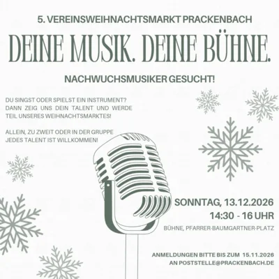 Nachwuchsmusiker gesucht – Deine Bühne beim Prackenbacher Vereinsweihnachtsmarkt!