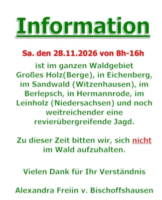 Jagd im Gemeindegebiet am 28.11.2026