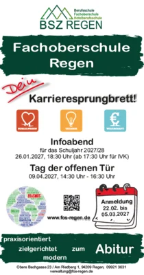 Fachoberschule Regen: Einschreibung 2027/2028