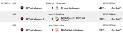 Ausschnitt fussball.de - Ergebnisse