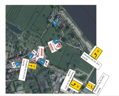 Vollsperrung Bereich Zufahrt Hauptstraße 85, 87, 87 a, 89 (Bild vergr&ouml;&szlig;ern)