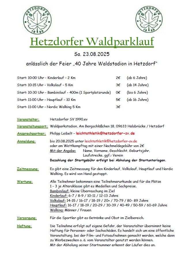Hetzdorfer Waldparklauf 2025