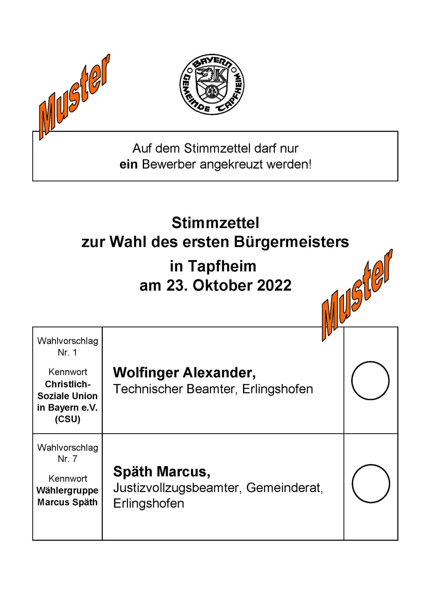 Stimmzettel Bgm. 2022