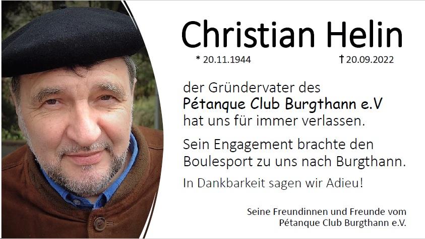 Traueranzeige Christian Helin