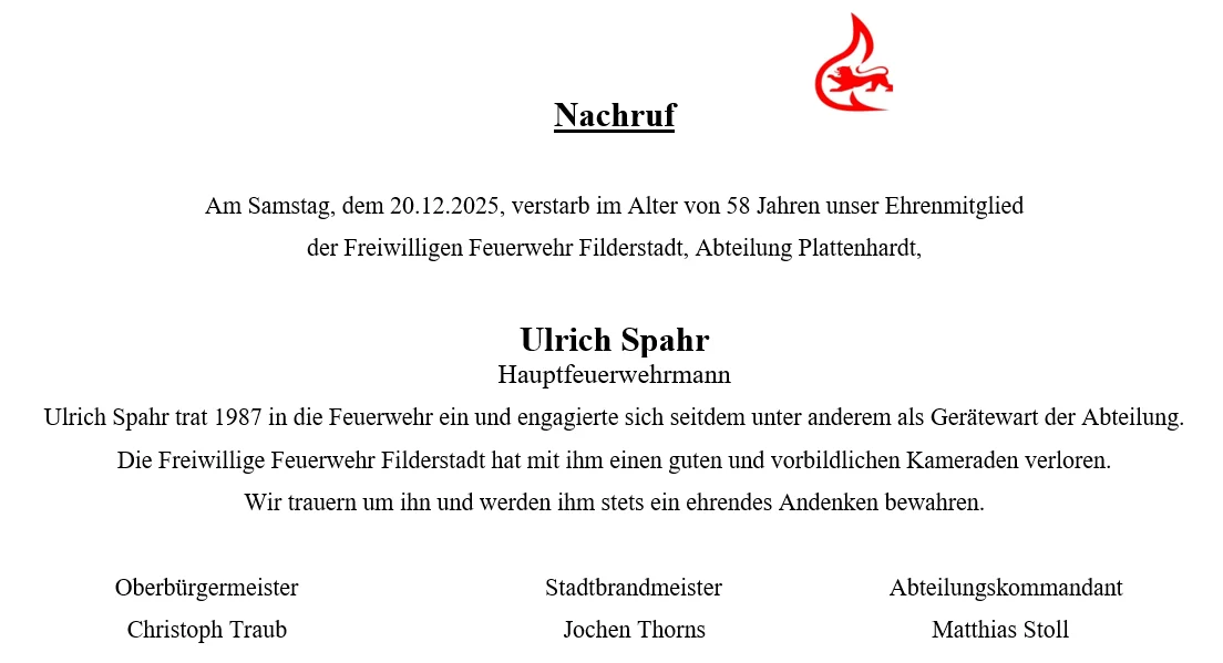 Nachruf Ulrich Spahr