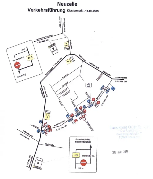 Verkehrsführung Handwerkermarkt am 14.05.2026