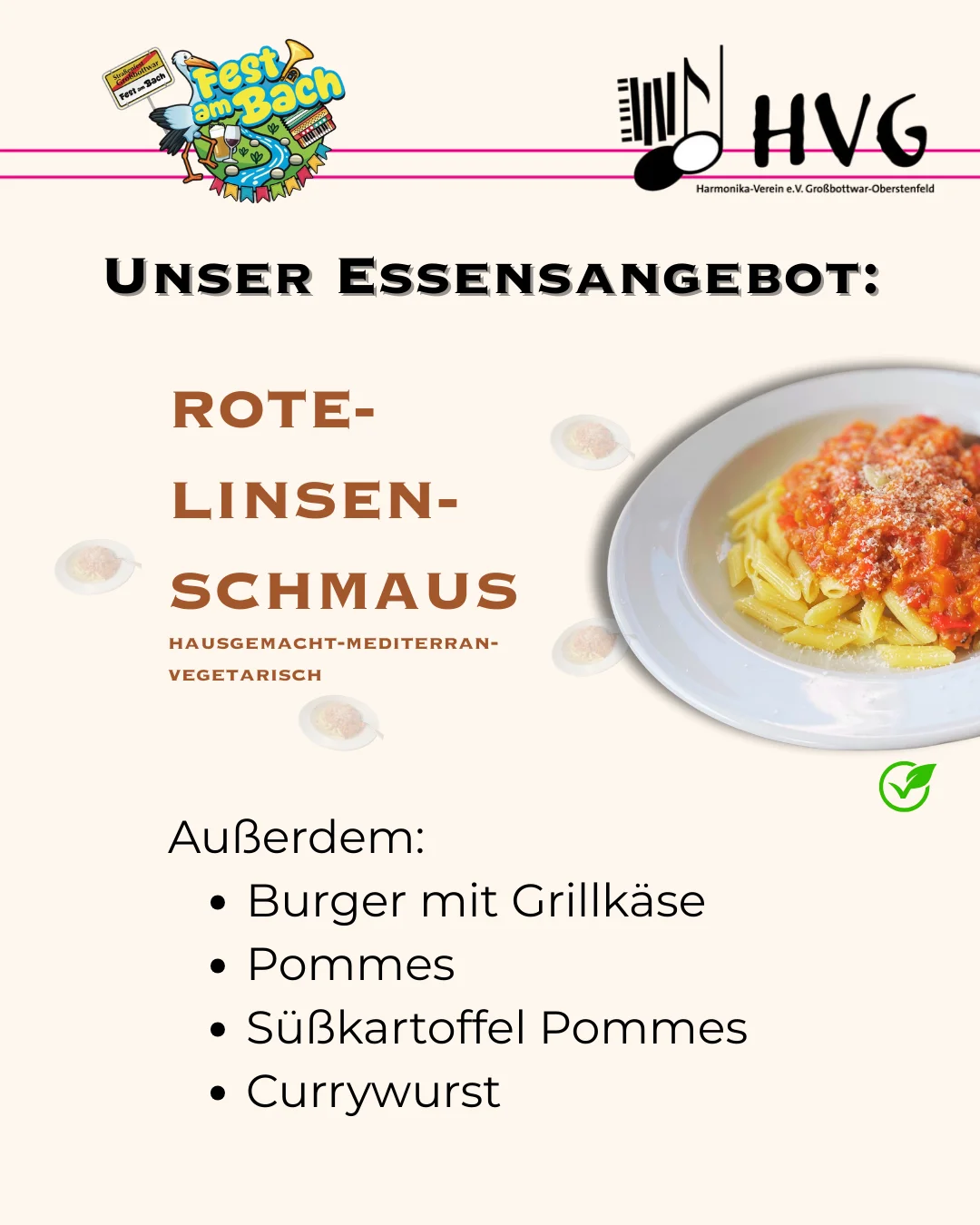 Unsere Speisen beim Fest am Bach