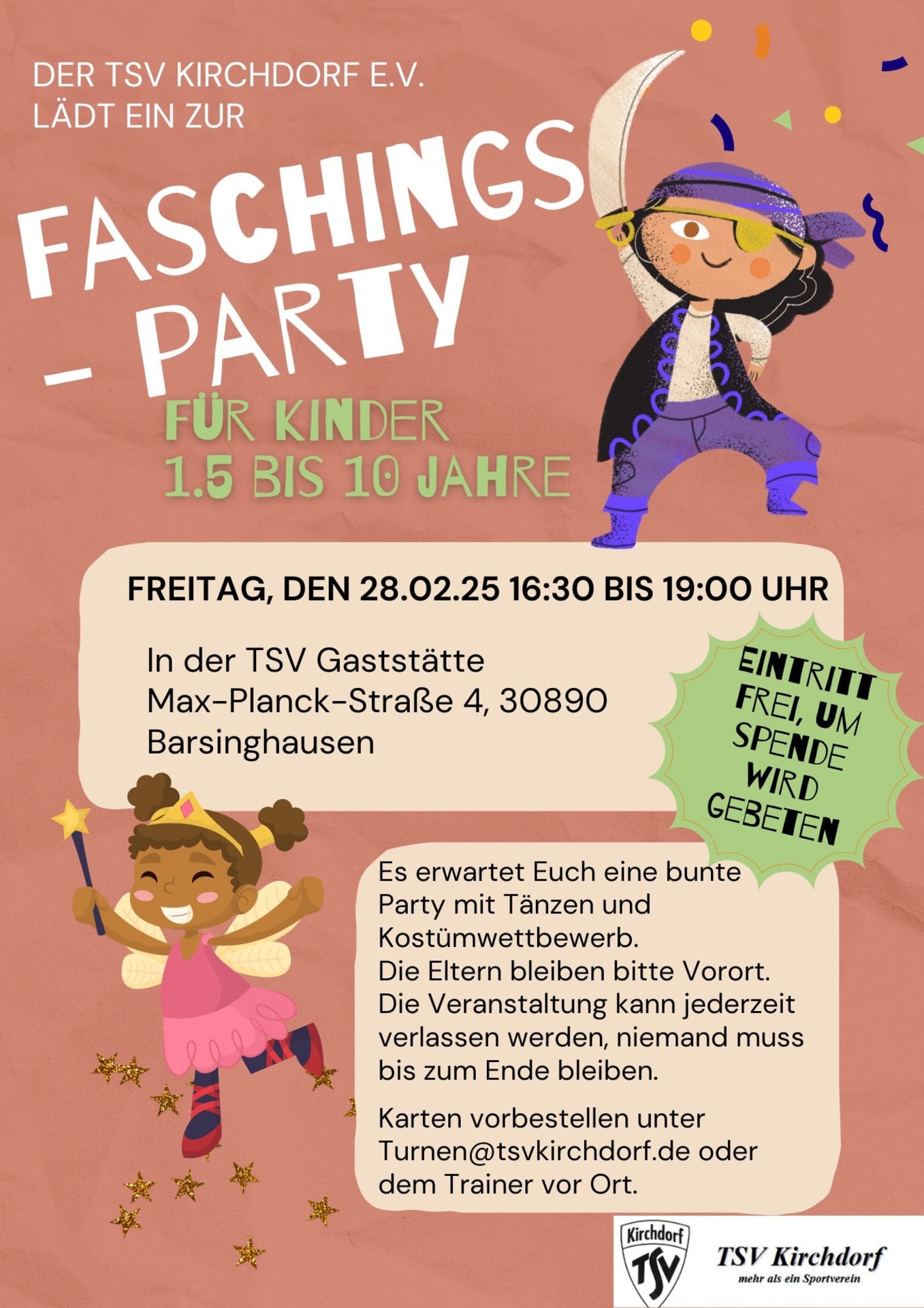 Flyer TSV K Faschingsparty für Kinder 28022025